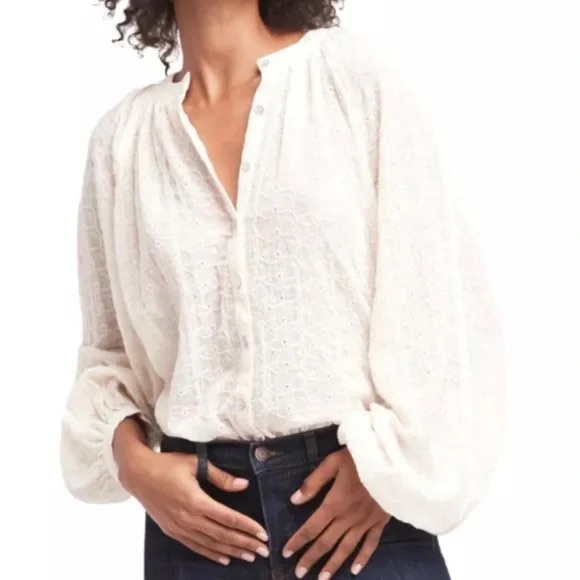 Free People Tops - Free People White Eyelet Blouse